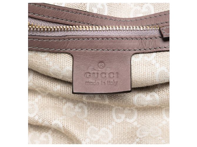 Hobo de couro marrom com alça trançada Gucci Taupe - vista 5