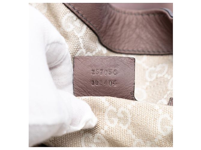 Hobo de couro marrom com alça trançada Gucci Taupe - vista 6