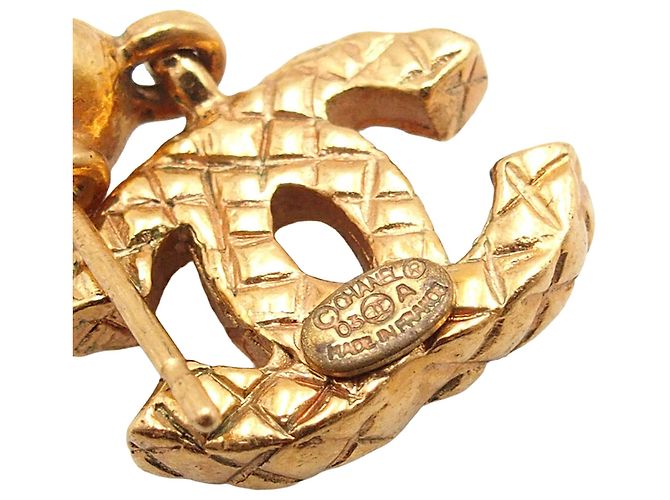 Orecchini a goccia in perla finta dorata CC di Chanel placcati in oro D'oro - vista 5