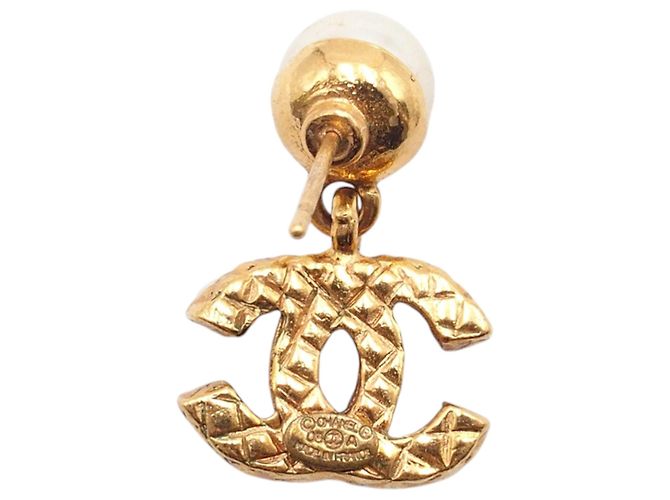 Orecchini a goccia in perla finta dorata CC di Chanel placcati in oro D'oro - vista 6