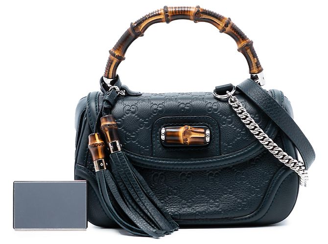 Borsa a mano media Guccissima blu New Bamboo di Gucci Blu navy - vista 8