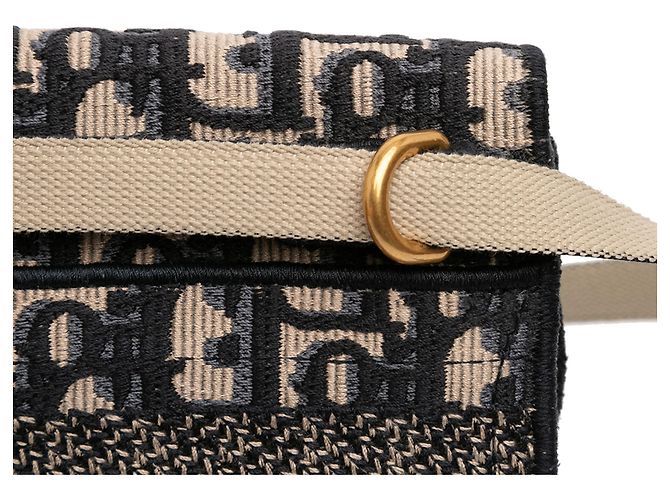Saddle Pochete Slim em Lona Bordada Dior Azul Oblique com Cinto - vista 7