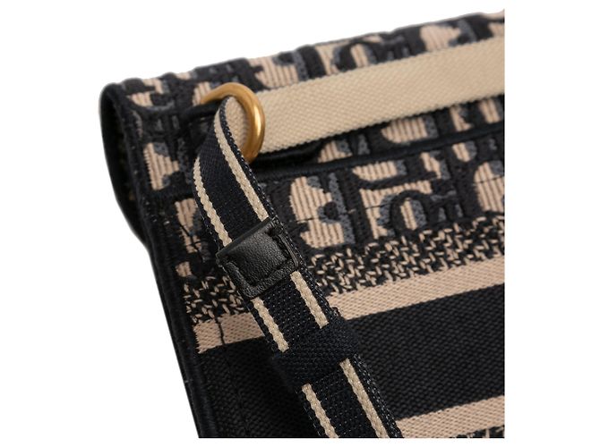 Saddle Pochete Slim em Lona Bordada Dior Azul Oblique com Cinto - vista 9