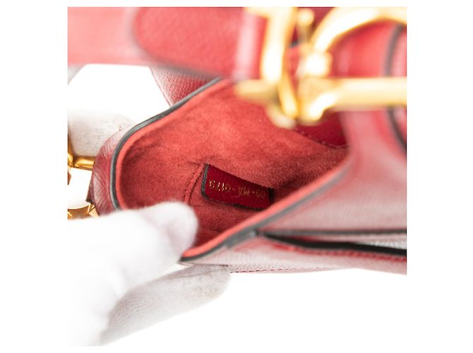 Borsa Saddle Mini in pelle di vitello grana rossa Dior Rosso Bordò - vista 6