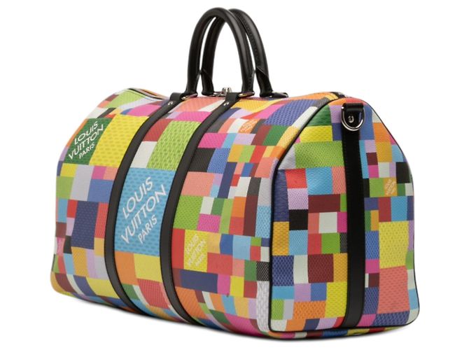 Louis Vuitton Keepall Bandoulière 50 Damier Graphite 3D Multicolore Nero - vista 2