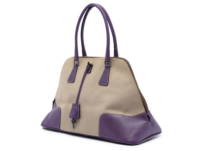 Prada Handtasche aus Canapa mit beigem Cinghiale-Besatz - Ansicht 2