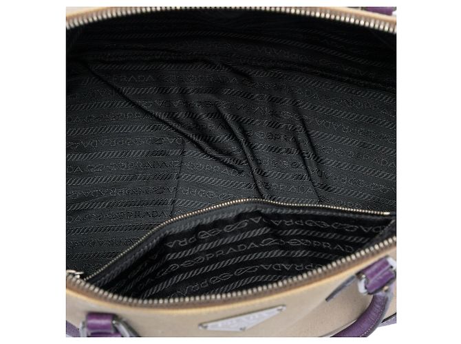 Prada Handtasche aus Canapa mit beigem Cinghiale-Besatz - Ansicht 4