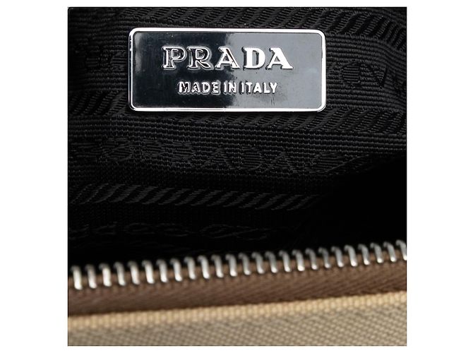 Prada Handtasche aus Canapa mit beigem Cinghiale-Besatz - Ansicht 5