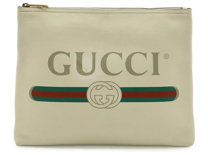 GUCCI Pochette Media con Stampa Gucci Bianco Rosso Verde Crudo - vista 2