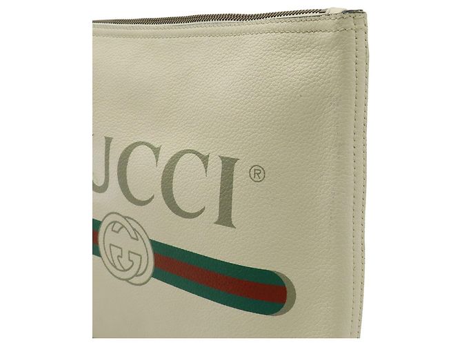 GUCCI Pochette Media con Stampa Gucci Bianco Rosso Verde Crudo - vista 8