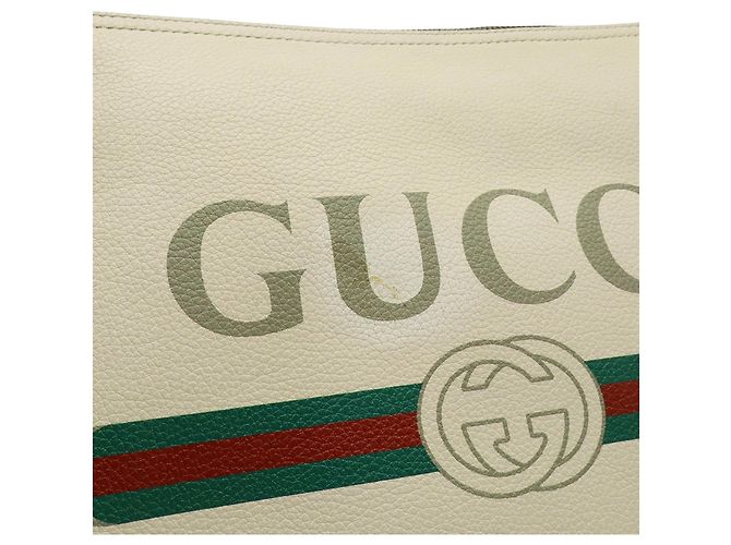 GUCCI Pochette Media con Stampa Gucci Bianco Rosso Verde Crudo - vista 9