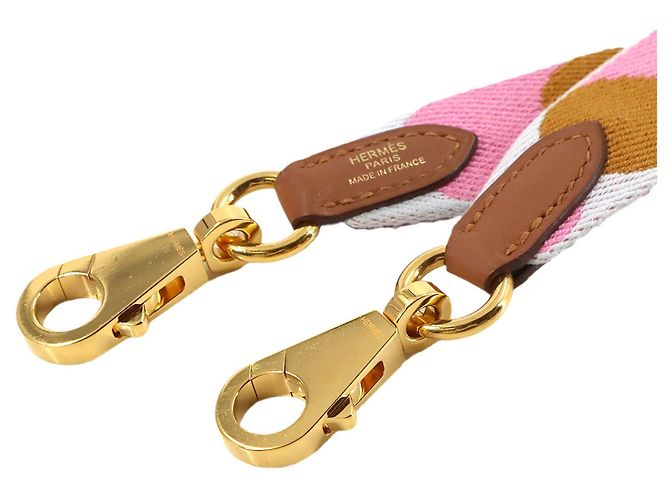Cinghia a Spalla Sangles Flipper Ball di Hermès Marrone Rosa - vista 2