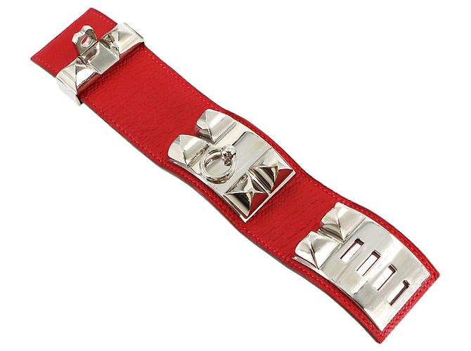 Bracciale Collier de Chien Hermès Argento Rosso - vista 3