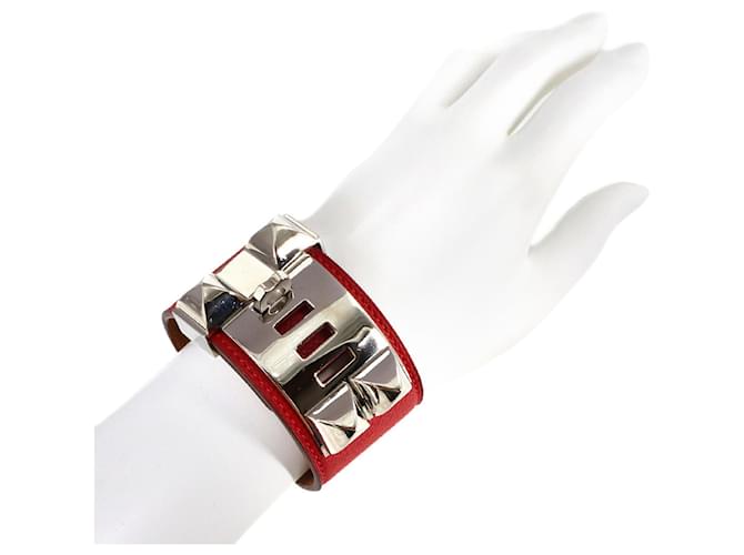 Bracciale Collier de Chien Hermès Argento Rosso - vista 7