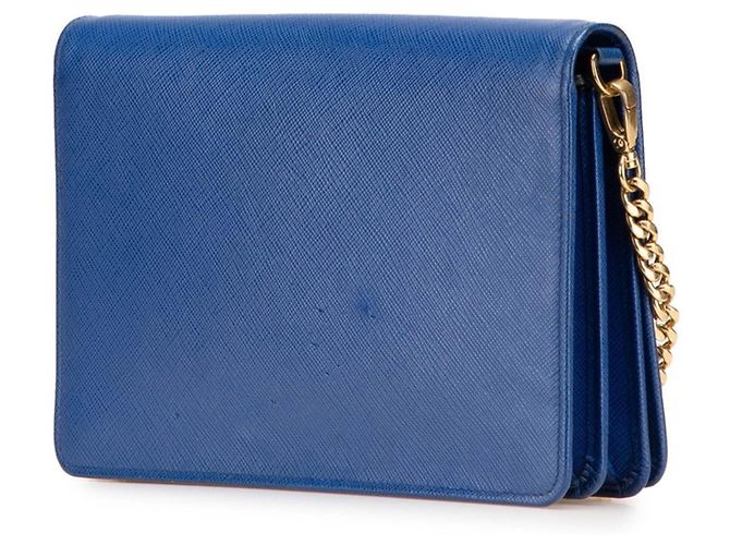 Saffiano Prada Ketten-Schultertasche Blau - Ansicht 2