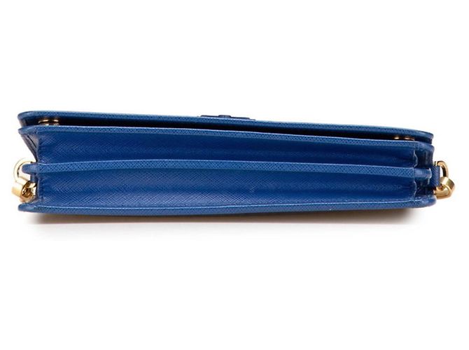Saffiano Prada Ketten-Schultertasche Blau - Ansicht 3