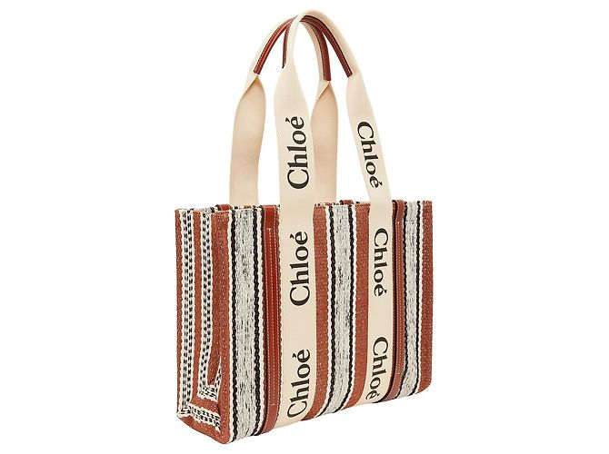 Chloé Borsa Tote Woody Media Chloe Marrone - vista 2