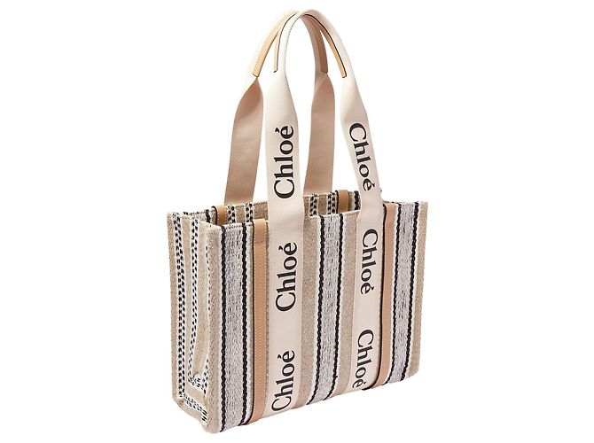 Borsa Tote Media Woody di Chloé Marrone Beige - vista 2