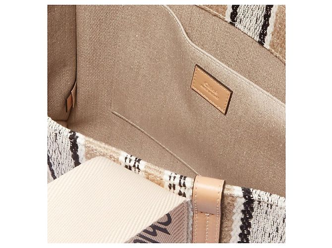 Borsa Tote Media Woody di Chloé Marrone Beige - vista 4