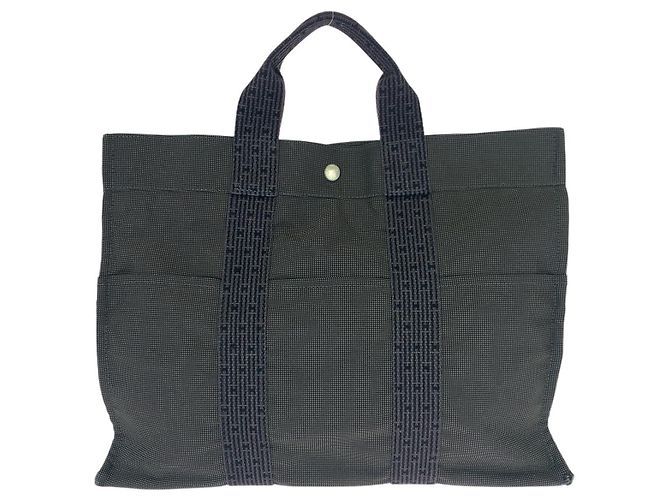 Hermès Hermes Canvas Herline MM Tote Bag Grey - view 2