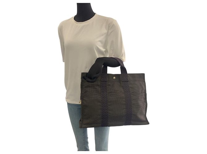 Hermès Hermes Canvas Herline MM Tote Bag Grey - view 7