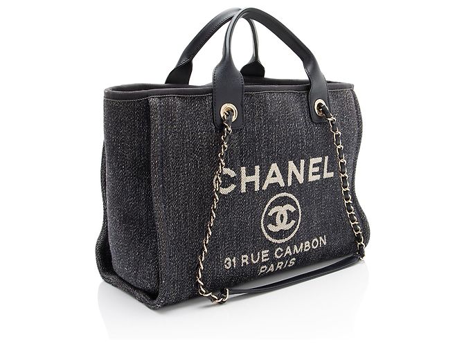 Gabrielle Chanel Denim Deauville Piccola Tote Blu - vista 2