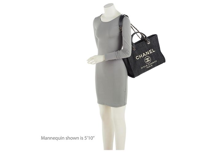 Gabrielle Chanel Denim Deauville Piccola Tote Blu - vista 5