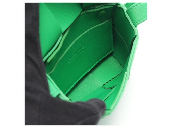 Borsa Mini Candy Cassette in Pelle Bottega Veneta Verde - vista 8