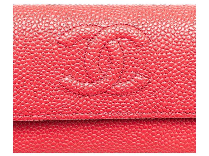 Timeless Tarjetero de caviar Chanel Coco Mark Roja - vista 4