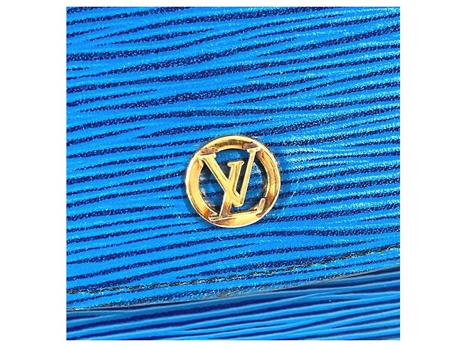 Clutch Flap Montaigne Epi Louis Vuitton Blu - vista 12