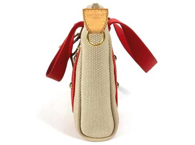 Borsa Tote Louis Vuitton Antigua Cabas PM Rosso Beige - vista 3