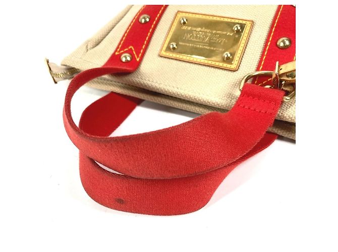 Borsa Tote Louis Vuitton Antigua Cabas PM Rosso Beige - vista 8