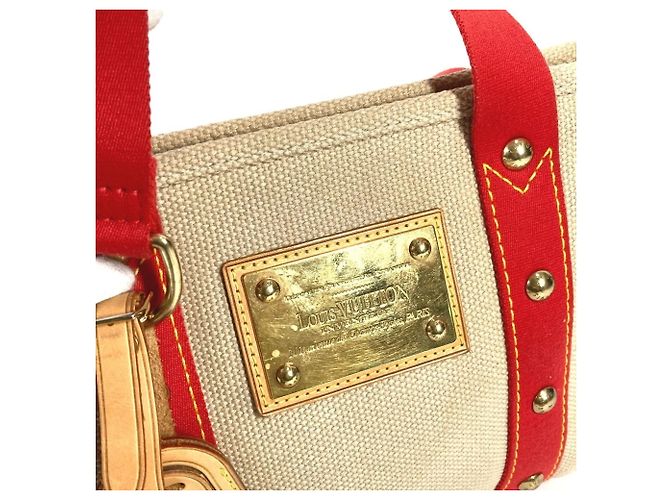 Borsa Tote Louis Vuitton Antigua Cabas PM Rosso Beige - vista 9