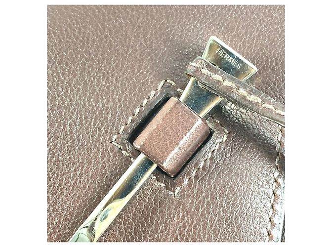 Bolso sobre de cuero marrón Hermès Castaño - vista 11