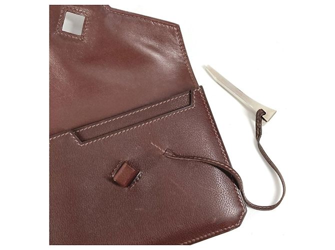 Bolso sobre de cuero marrón Hermès Castaño - vista 14