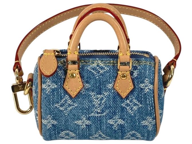 Speedy Portachiavi in denim Monogram Louis Vuitton Blu Monogramma - vista 2