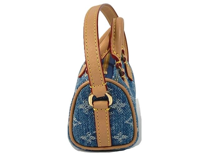 Speedy Portachiavi in denim Monogram Louis Vuitton Blu Monogramma - vista 4