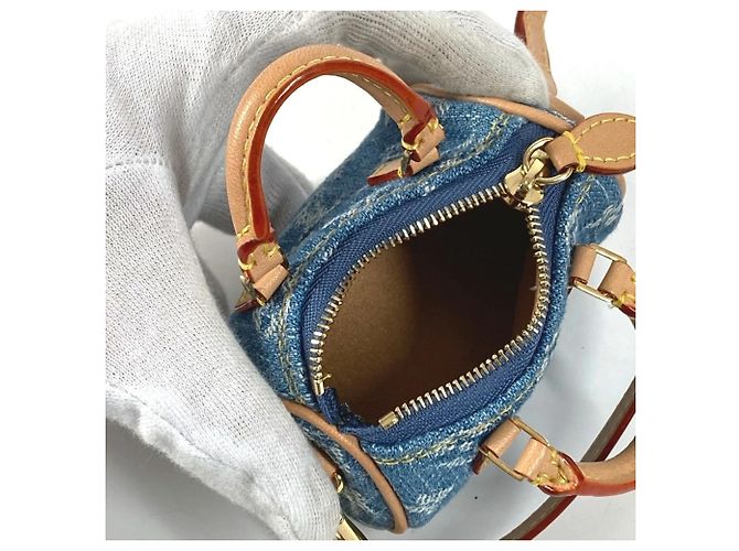 Speedy Portachiavi in denim Monogram Louis Vuitton Blu Monogramma - vista 6
