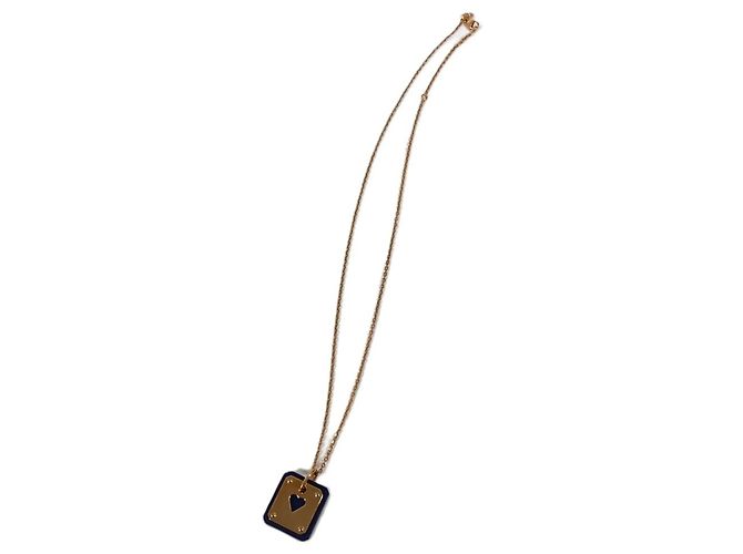 Hermès Collar Colgante As de Coeur PM en Cadena de Corazón HERMES Negro Rosa - vista 3