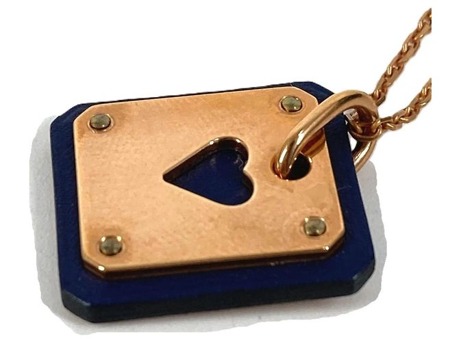 Hermès Collar Colgante As de Coeur PM en Cadena de Corazón HERMES Negro Rosa - vista 4