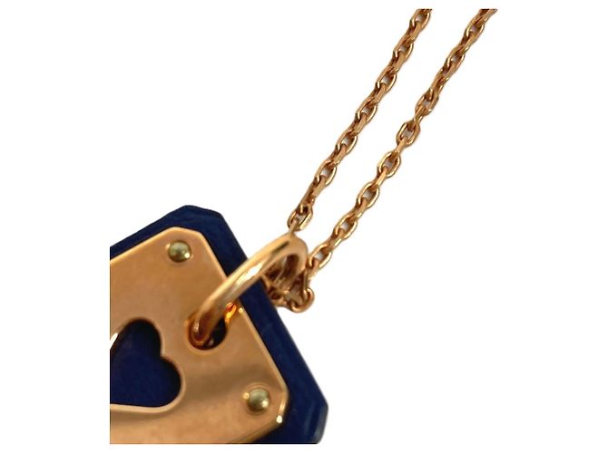 Hermès Collar Colgante As de Coeur PM en Cadena de Corazón HERMES Negro Rosa - vista 6