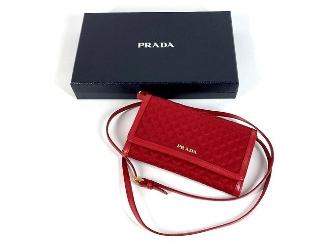 Saffiano Cartera de cadena acolchada Prada en rojo Roja - vista 15
