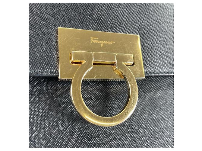 Borsa a mano/spalla in pelle nera Salvatore Ferragamo Nero - vista 15