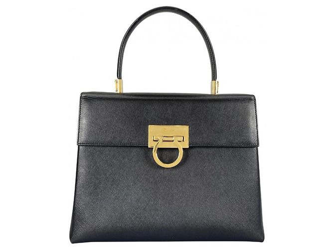 Borsa a mano/spalla in pelle nera Salvatore Ferragamo Nero - vista 2