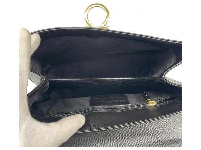 Borsa a mano/spalla in pelle nera Salvatore Ferragamo Nero - vista 9