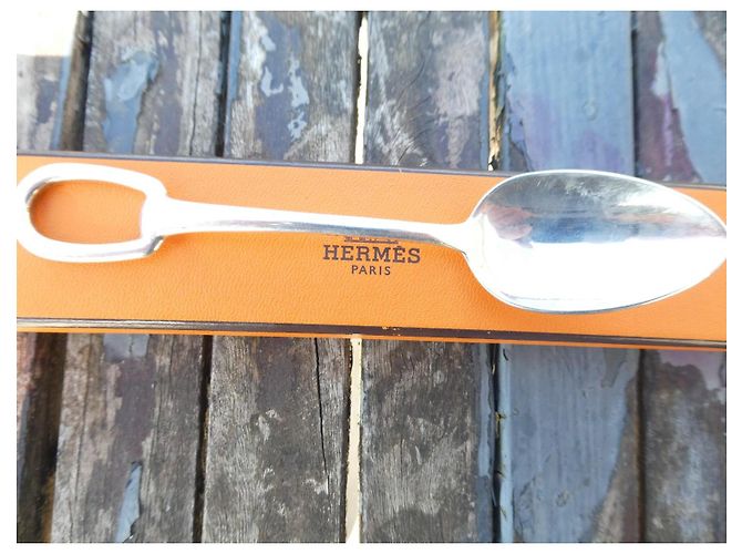 Hermès silver-plated dessert spoon with a box Silver hardware - view 2