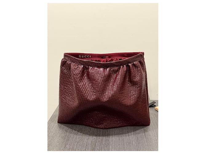 Gucci Falda corta de cuero burdeos - vista 3