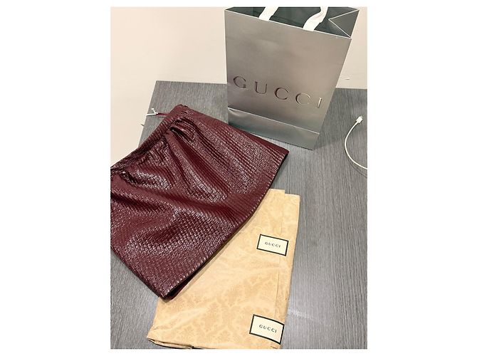 Gucci Falda corta de cuero burdeos - vista 8