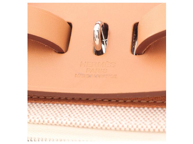 Mochila Bolsa Hermès Herbag Zip Add PM Ecru Natural Marrom Bege - vista 4