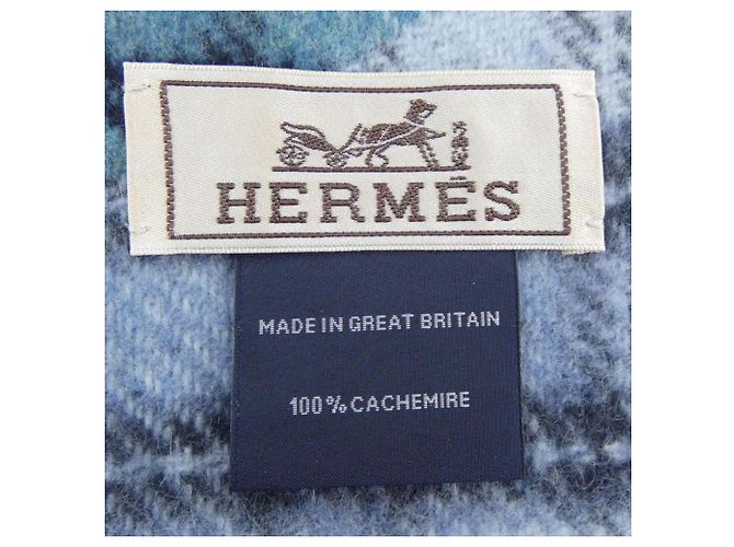 Cashmere-Schal von Hermès Braun Grün Marineblau - Ansicht 3